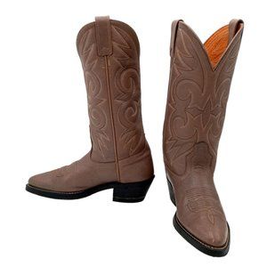 Acme Cowboy Boots Vintage Taupe Leather Mens 7 D Country Western Wear Shoes